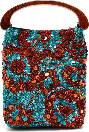 Dries Van Noten Embellished Satin top Handle bag - Turquoise - One Size