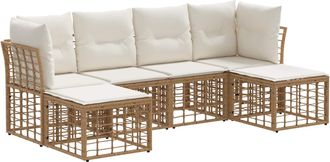 vidaXL Conjunto De Sof&aacute;s De Exterior Natural Poli&eacute;ster Vidaxl