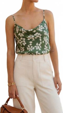Fifteen Twenty Drape Cami In Green Print