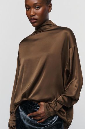 A Gold E Bryony Satin Turtleneck Top