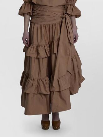 Chlo&eacute; long ruffle skirt mid rise wrap design