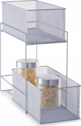 ZELLER Cesta De Almacenamiento Plateada De Metal Resistente