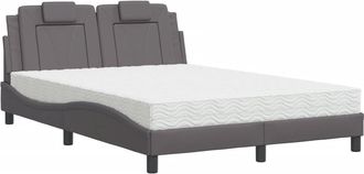 vidaXL Vidaxl - Cama Con Colch&oacute;n Cuero Sint&eacute;tico Gris 120x200 Cm