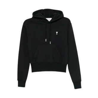Ami Hoodies & sweatvesten, Dames, Zwart, XL, Katoen, De Coeur Geborduurde Hoodie