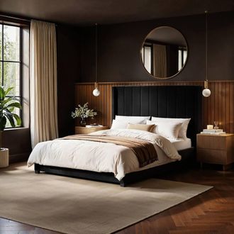 Flair Tiggy Ottoman Bed with Winged Headboard Black Velvet | Size: King