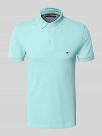 Tommy Hilfiger Slim Fit Poloshirt aus Baumwoll-Elasthan-Mix in Helltuerkis, Gr&ouml;&szlig;e XXL