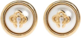 Casablanca Orecchini con perle e logo - Oro