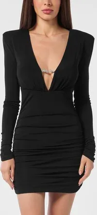 Philipp Plein Long-Sleeved Mini Dress Women in Black at Nordstrom, Size X-Large