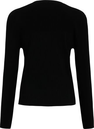 Maison Kitsun&eacute; Womens Cardigan Ribbed Crewneck Black Viscose Cardigans Sweater