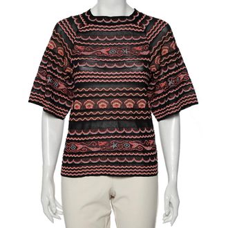 M Missoni Multicolored Wave Patterned Lurex Knit Top