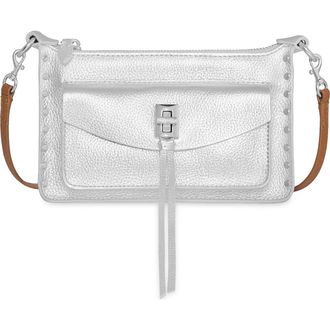 Rebecca Minkoff Mini Darren Leather Crosssbody Bag in Silver/Tawny at Nordstrom