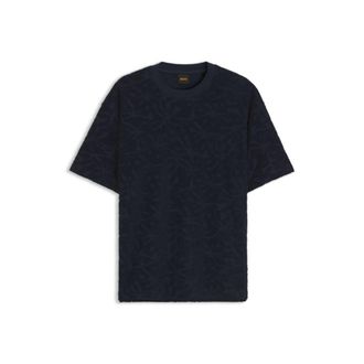 BOSS Floral-jacquard T-shirt in a cotton blend