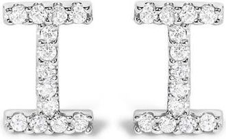 House of Brilliance 10K Gold 1/10 Cttw Diamond Initial A to Z Stud Earring in White Gold | I at Nordstrom