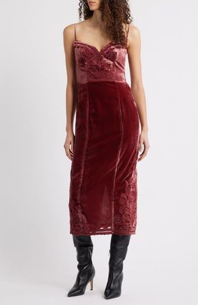 Farm Rio Burgundy Floral Cut Out Party Dress at Nordstrom, Size X-Large