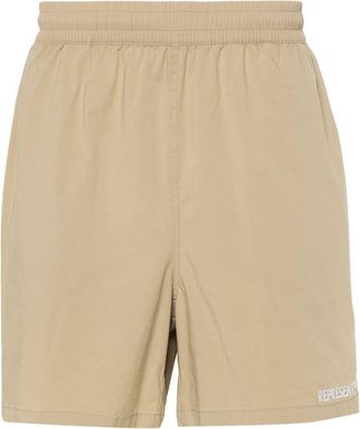 Represent logo-embroidered bermuda shorts - men - Elastane/Nylon/Cotton - S - Neutrals