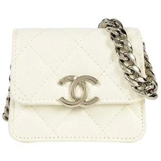 Chanel Pre-owned Mini Bags, female, White, Size: ONE SIZE Pre-owned Matelasse Shoulder Bag