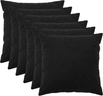 vidaXL Funda De Almohada 6 Pcs Heerlen Negro 55 X 55 Cm Boucl&eacute; Vidaxl