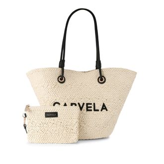 Carvela Womens Nicola Straw Basket Bag - Black/White Fabric - One Size