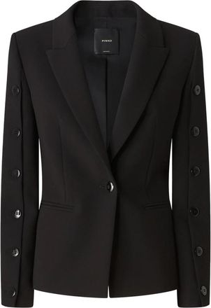 Pinko Getailleerd jasje met enkele rij knopen - Dames - Blazers - Zwart - L - Leer - Jassen