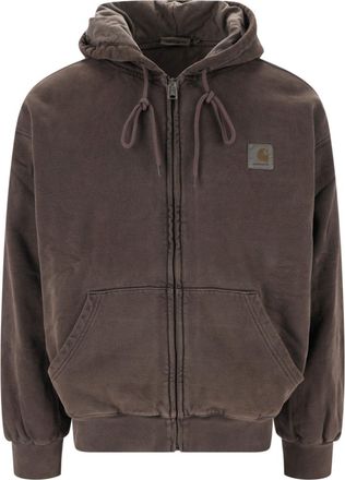 Carhartt Work in Progress Brown Vista Padded Hooded Cotton Denim Jacket