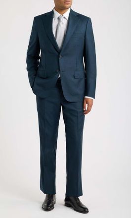 Samuelsohn Solid Teal Super 130s Wool Suit in Green at Nordstrom, Size 42
