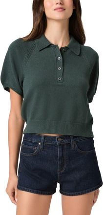 Paige Birch Crop Polo in Dark Spruce at Nordstrom, Size Xx-Small
