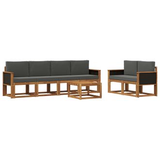 vidaXL Conjunto De Sof&aacute;s De Exterior 6 Pcs Natural Y Antracita Vidaxl