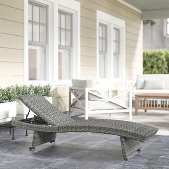 OUTSUNNY PE Rattan Sun Lounger with 4-Level Adjustable Backrest, Mixed-grey in Dark Grey