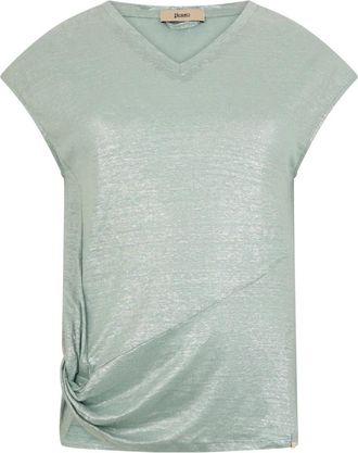 Herno lichtgroen t-shirt elegant - Dames - Blouses - Groen - M - Linnen - Overhemden