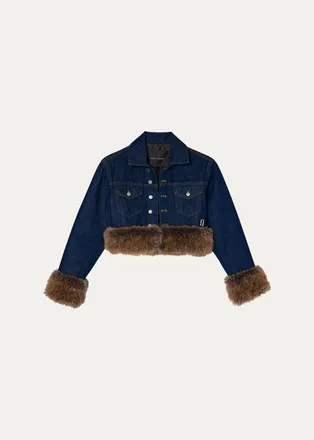 Marc Jacobs Faux-Fur-Trim Shrunken Trucker Jacket