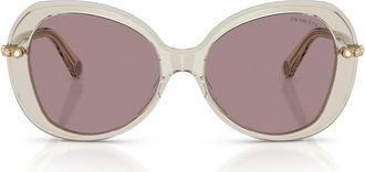 Swarovski 55mm Butterfly Sunglasses in Transparent Beige /Violet at Nordstrom