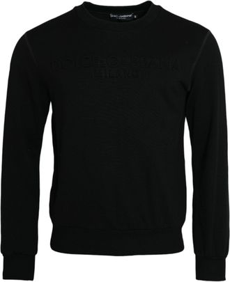 Dolce & Gabbana Mens Black Cotton Long Sleeves Sweatshirt Sweater Polyester Clothing