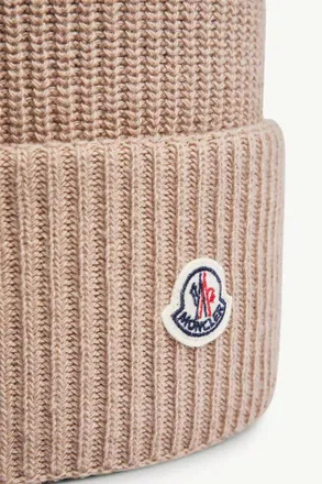 Moncler K20933B00032M1241 Ribbed Wool-Blend Beanie - Beige