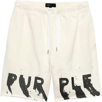 Purple logo-print cotton shorts - men - Cotton - M - White
