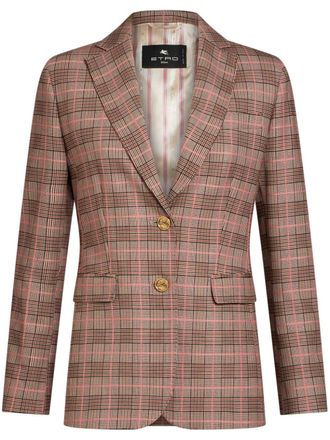 Etro Geruit jack met knopen met gegraveerd logo - Roze