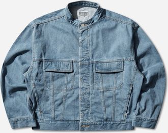 Cav Empt Men s Washed Nep Denim Trucker Jacket Indigo