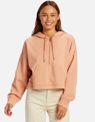 Roxy Womens Roxy Womens Drakes Cove Half Zip Hoodie - Tan - Size: 18/16