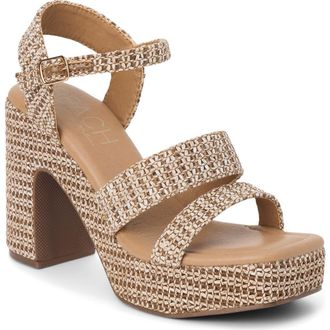 Matisse Footwear Alessia Ankle Strap Platform Sandal in Brown Raffia at Nordstrom, Size 10