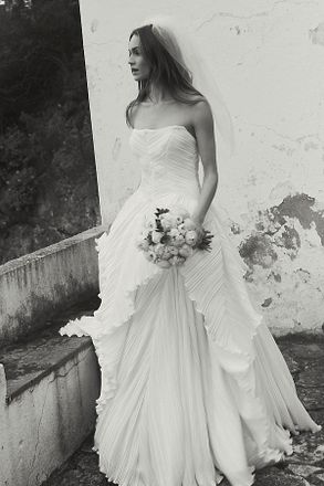 BHLDN Eleonara Strapless Pleated Fit & Flare Wedding Gown