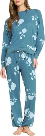 Honeydew Intimates Star Seeker Brushed Jersey Pajamas in Twilight Teal Rose at Nordstrom, Size X-Large
