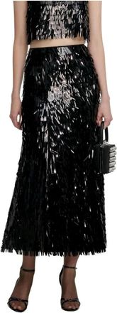 Self Portrait Sequin Midi Rok - Dames - Midirokken - Zwart - XS - Polyester - Rokken