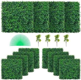 OEM K&uuml;nstliche Pflanzenwand 12 Stk. 20 X 20 Zoll, Sichtschutz Hecke K&uuml;nstlich Gr&uuml;n, K&uuml;nstliche Buchsbaumplatte Pe, Sichtschutz Kunstpflanzen 50 X 50 Cm Si