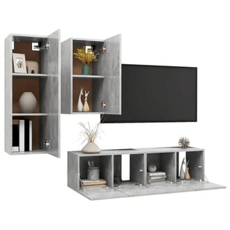 Berkfield Home Modern 4 Piece TV Cabinet Set Concrete Grey Engineered Wood