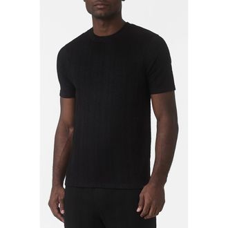 Mauvais Tanami Textured Stretch Slim Tee in Black at Nordstrom, Size Xx-Large