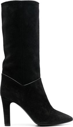 Saint Laurent Tracy 90mm knee-high boots - women - Calf Leather/Calf Leather/Calf Suede - 37.5 - Black