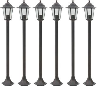 vidaXL Garden Post Lights 6 pcs E27 110 cm Aluminium Bronze Vidaxl