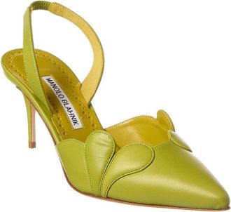 Manolo Blahnik Hatsibsli 70 Leather Slingback Pump