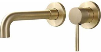 OEM Grifo Mezclador Para Lavabo De Ba&ntilde;o, De Pared, De Lat&oacute;n Macizo, Ca&ntilde;o Giratorio De Lat&oacute;n Cepillado