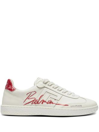 スニーカー BALMAIN Swan Sneakers - Balmain - Leather - Red/White Balmain Swan suede and nylon trainers red - Men | BALMAIN