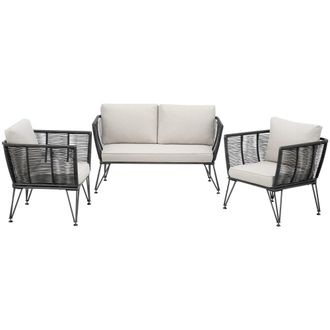 TecTake Conjunto de sal&oacute;n para jard&iacute;n con 1 sof&aacute; y 2 sillones, polirat&aacute;n